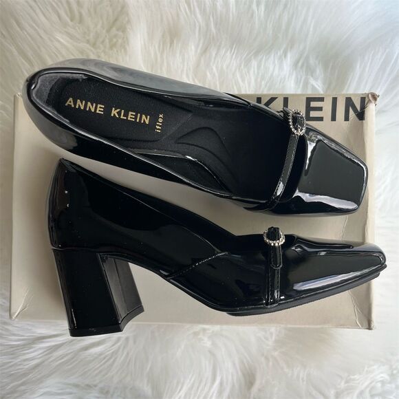 🆕 Anne Klein Laural Mary Jane Pump Black Patent Leather Size 6.5 - Picture 2 of 14